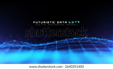 Futuristic background with blue mesh glowing elements. Digital network technology and data flow design. Minimalist tech. Vector illustration.