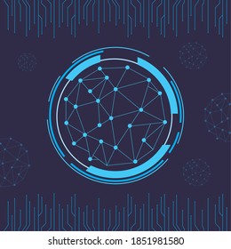 futuristischer Hintergrund Blau mit Molekültechnologie in zirkulärer Form, Vektorgrafik-Design