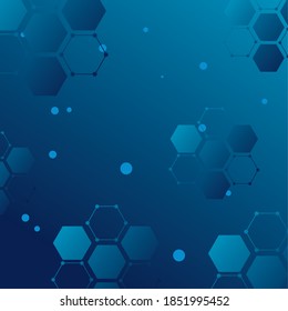 futuristischer Hintergrund Blau mit Molekültechnologie und polygonalen Formen, Vektorgrafik-Design