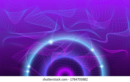Futuristic background with bright flashes, rays and neon network. EPS10