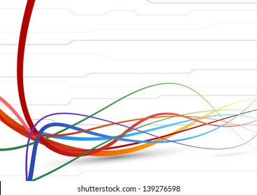 Futuristic background - colorful cable lines. Vector illustration