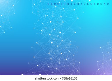Futuristic background communication, globalization. Lines and dots connected to Science fiction scene. Modern vector template for your design.