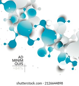 Futuristic background with connect molecules blue. Dots on white backdrop
