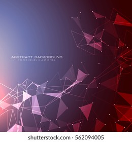 futuristic background with dots, lines and triangles with light effect