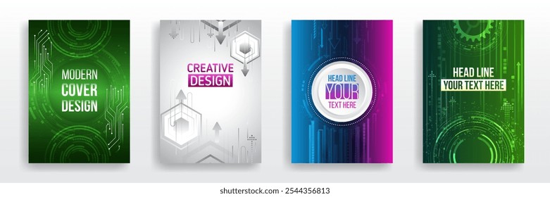 Fondo futurista para volante, folleto. Plantilla de cubierta científica para presentación, Anuncio. Diseño de página para ciencia ficción. Conjunto de cubiertas de alta tecnología para marketing. Diseño de tecnología moderna para carteles.