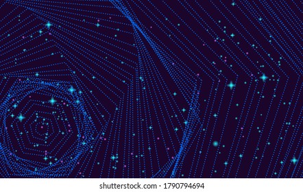 Fondo futurista con objeto volador y estrellas. EPS10 vectores
