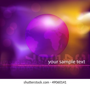 Futuristic background with globe and lighting effects. Vector illustration. (Rgb-model, eps10).