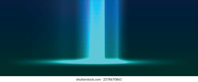 Futuristic background with a glowing blue beam. The background features a smooth, gradient texture with vibrant blue highlights. Neon light background vector. Blue background.