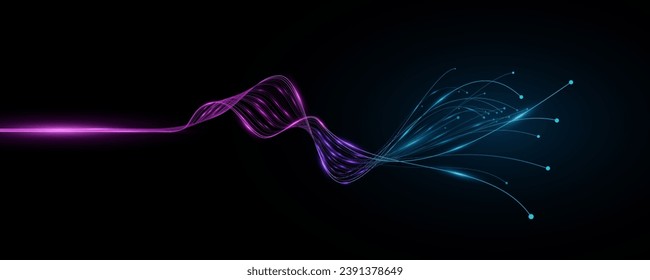 El fondo futurista con conectores neuronales brillantes analiza los grandes datos. Red neuronal. Ilustración vectorial. EPS 10.