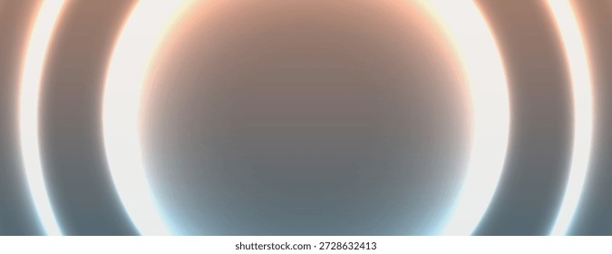 Fundo futurista com anéis brilhantes. O plano de fundo apresenta um gradiente de azul suave e laranja, criando uma textura suave e luminosa. Vetor de fundo neon de gradiente. Fundo azul.