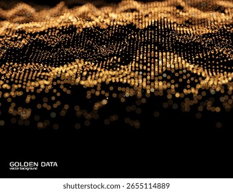 El fondo futurista de la superficie dorada compuesta de nanopartículas luminosas, simboliza la investigación médica y de la belleza de vanguardia. Representa la superficie dorada de la nanopartícula: investigación médica de lujo de la belleza