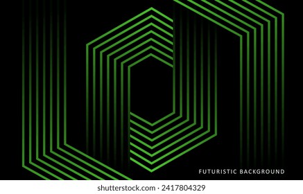 futuristic background with green polygon striping