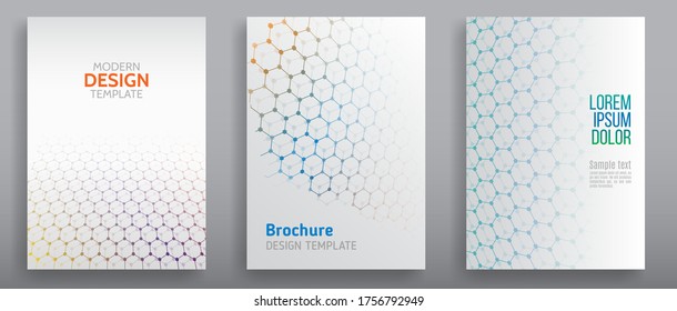 Аbstract futuristic background with hexagons and hi-tech elements. Vector technology templates for cover or brochure, flyer. Science, future concept.