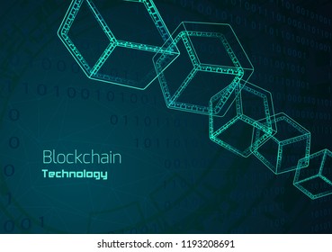 Futuristic background with the inscription blockchain technology.Vector illustration.