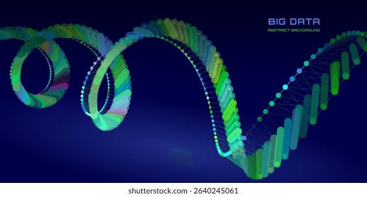 Futuristic background lines from dots quantum computing with polygons broken data on dark . Digital technology concept research lost bytes in cyberspace. Big data.