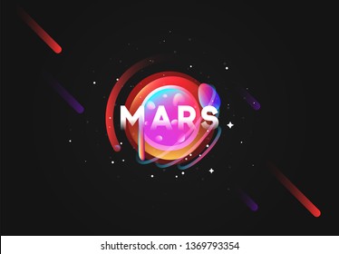 Futuristic background, Mars planet shape. Bright neon liquid gradient.