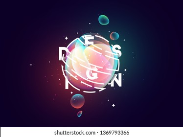 Futuristic background, planet shape. Bright neon liquid gradient.