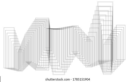 Futuristic background with rectangles and lines  . vector blend tool pipe . tube design element. Vector