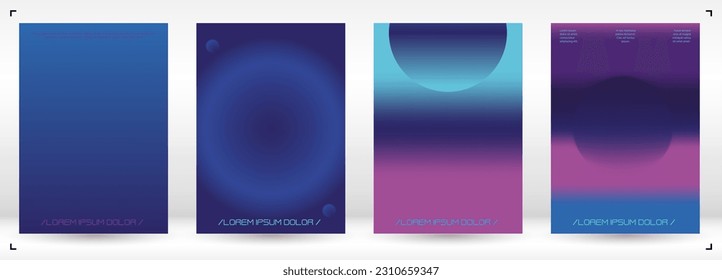 Futuristic Background Set with Gradient Mesh Holographic Shapes. Vector Cover Design for your Business. Minimal Colourful Print Set for Your Identity Style. 