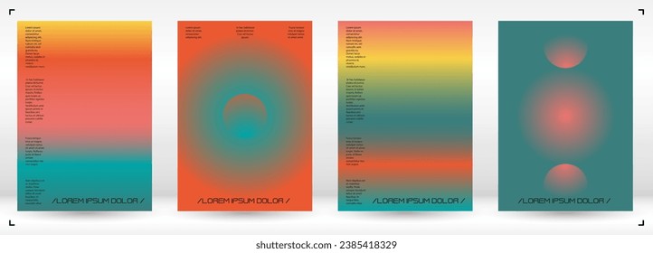 Futuristic Background Set with Gradient Mesh Holographic Shapes. Vector Brochure Design for your Identity. Minimal Colourful Print Set for Your Identity Style. 