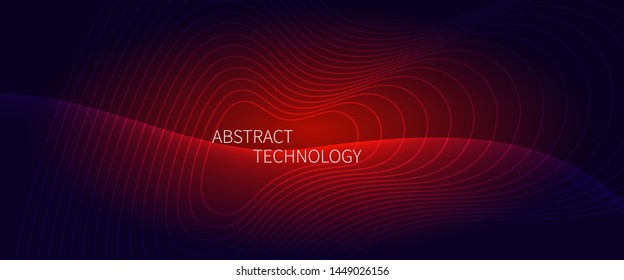 Futuristic background with smooth line. Beautiful waving line in GOLD neon color. Horizontal banner template. Abstract futuristic template. Technology wallpaper with vibrant color.