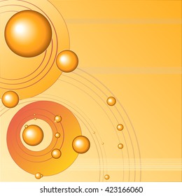 Futuristic background with spheres in orange