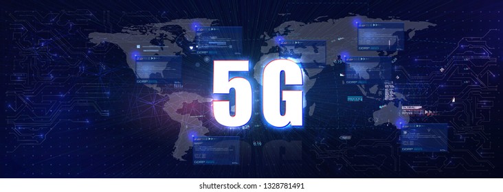 Futuristic background for technology 5G. Digital data visualization. New wireless internet wifi connection.Global network high speed innovation connection data rate technology vector illustration