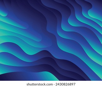 Plantilla de fondo futurista con un hermoso diseño de onda y atractivas gradaciones de color azul océano