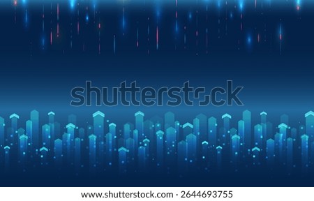 Futuristic background with upward arrows and digital elements symbolizing growth, development and technology. Ideal for business presentations banners and IT design.