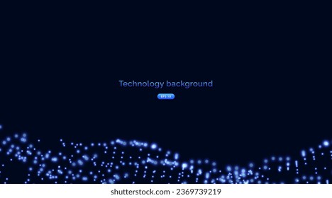 Futuristic background vector with swirling digital wave particles. Abstract nanotechnology flow science background concept.