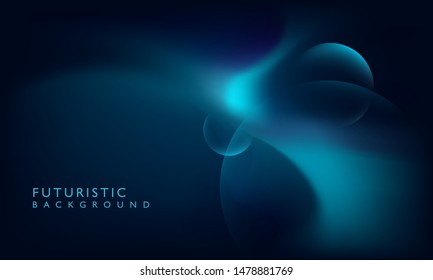 Futuristic background for wallpaper with technology and global theme for website, landing page, poster banner and design element. Modern blue backdrop with planet shapes on dark space. Vector