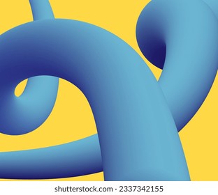 Futuristic backgrounds with dynamic 3d curve shapes on a yellow background. Abstract cover templates set with blue gradient lines.Vector