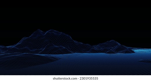 Banner futurista con un diseño abstracto de alambre