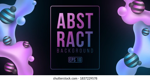 Futuristic banner of luminescent liquid neon glowing purple and blue gradient shapes on a dark background. Abstract banner for your project. Vector illustration. EPS 10