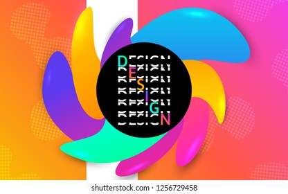 Futuristic banner template. Color shapes. Fluid gradient elements. Creative poster with liquid design. 3D effect colorful composition. Minimal abstract cover. Colored balloons. Vector illustration.