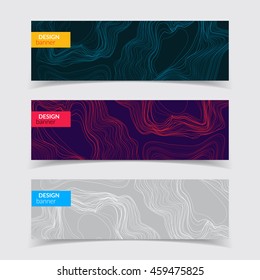 Futuristic banners set. Fluid shapes composition, smoke effect. Eps10 vector illustration.