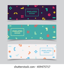 Futuristic banners set. Simple geometric shapes composition. Eps10 vector illustration.