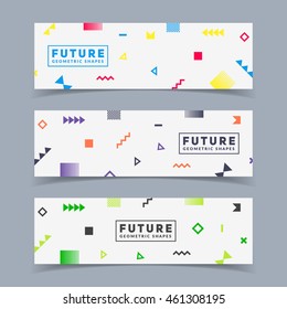 Futuristic banners set. Simple geometric shapes in motion. Eps10 vector illustration.