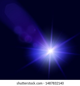 Futuristic Beam Light Effect. Colorful Lens Flare. Star, Explosion and Electric Power Design. Vector
