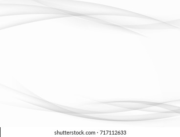 Futuristic Beautiful Grey White Soft Graphic Swoosh Background. Modern Abstract Acta Certificate With Mild Smooth Wave Lines Layout. Vector Illustration