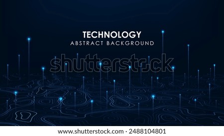 Futuristic big Data. Abstract digital landscape. Wireframe landscape background.