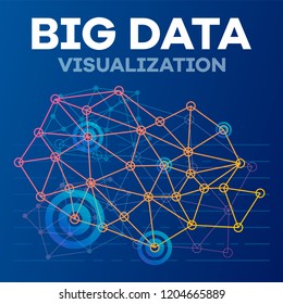 Futuristic big data banner. Outline illustration of futuristic big data vector banner for web design