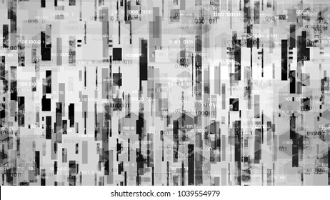 Futuristic Big Data Geometric Background with Binary Code. Virtual Info Transfer Texture. Scientific Futuristic Grunge Pattern. Presentation Design Background.