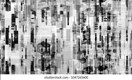 Futuristic Big Data Geometric Background with Binary Code. Virtual Info Transfer Texture. Abstract  Sci Fi, Scientific Pattern. Flyer, Cover Design Background.