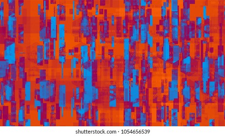 Futuristic Big Data Geometric Background with Binary Code. Telecommunication High Tech Texture. Hacking Software Encryption Pattern. Flyer, Cover Design Background.