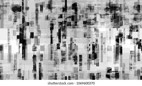 Futuristic Big Data Geometric Background with Binary Code. Virtual Info Transfer Texture. Scientific Futuristic Grunge Pattern. Flyer, Cover Design Background.