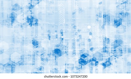 Futuristic Big Data Geometric Background with Binary Code. Virtual Info Transfer Texture. Hacking Software Encryption Pattern. Screen, Cover Design Background.