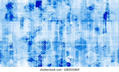 Futuristic Big Data Geometric Background with Binary Code. Virtual Info Transfer Texture. Scientific Futuristic Grunge Pattern. Poster, Advertising Design Background.