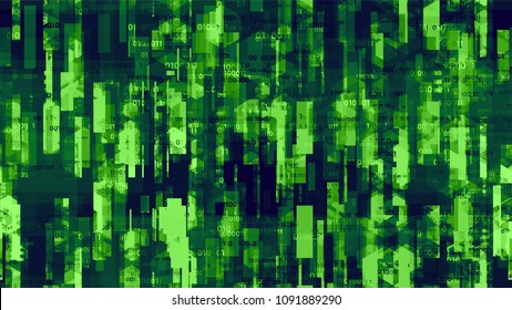 Futuristic Big Data Geometric Background with Binary Code. Telecommunication High Tech Texture. Hacking Software Encryption Pattern. Screen, Cover Design Background.