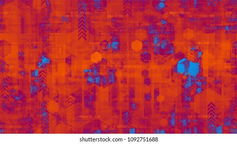 Futuristic Big Data Geometric Background with Binary Code. Innovation Engineering Texture. Scientific Futuristic Grunge Pattern. Screen, Cover Design Background.